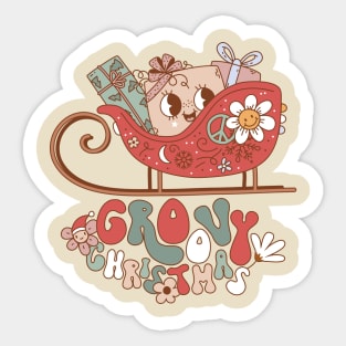 Groovy Christmas Sleigh Sticker